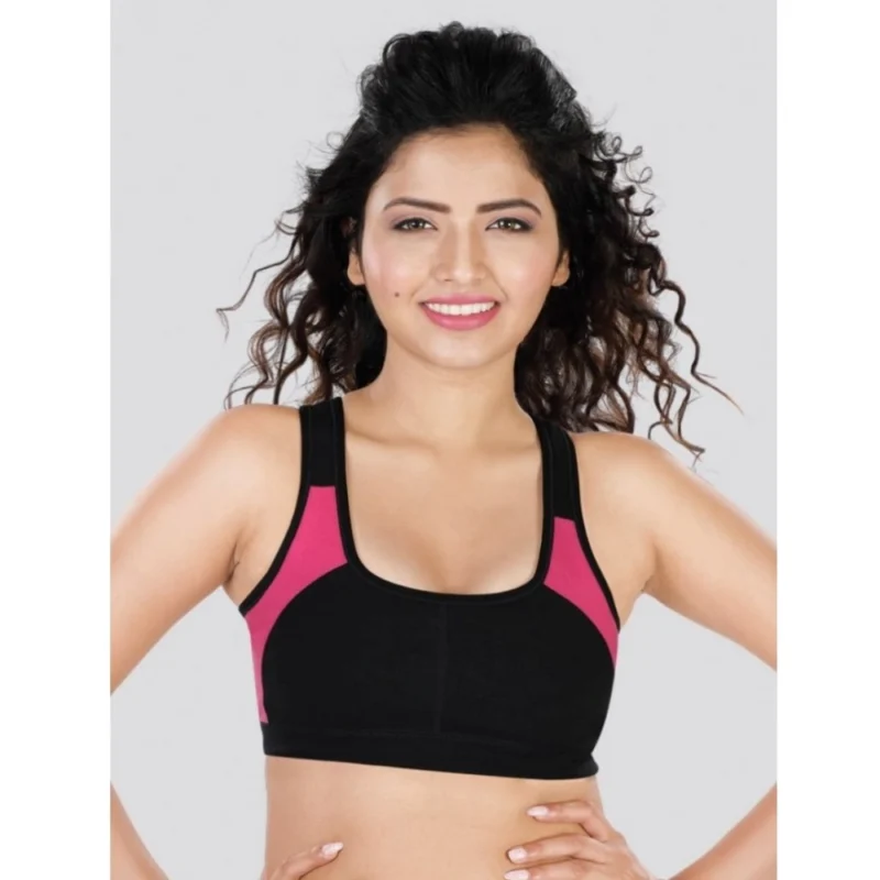Dermawear SB-1101 Women's 4D Stretch Sports Bra (Black-Pink)