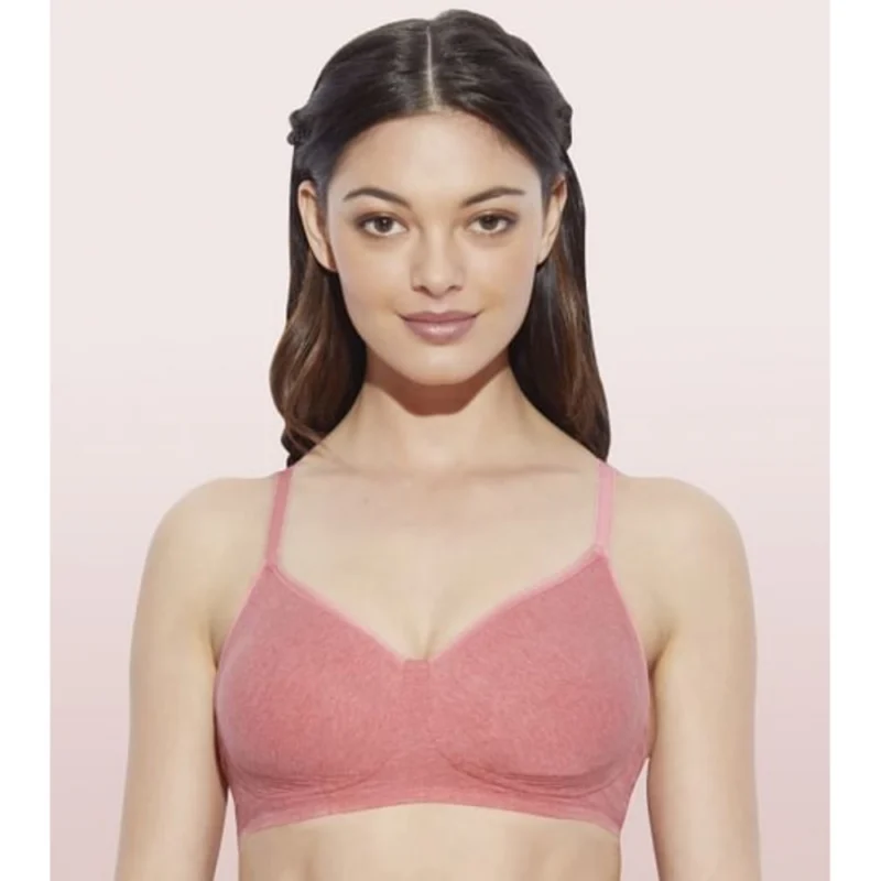 Enamor A042 Women's Cotton Everyday Non Padded And Wirefree Bra (Tomato-Melange)