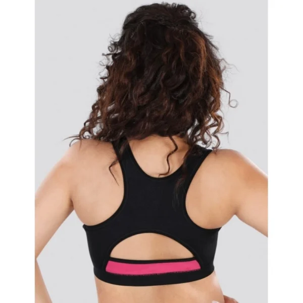 Dermawear SB-1101 Women's 4D Stretch Sports Bra (Black-Pink) - Image 2