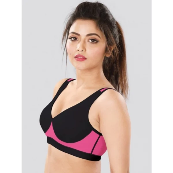 Dermawear SB-1102 Women's 4D Stretch Sports Bra (Black-Pink) - Image 4