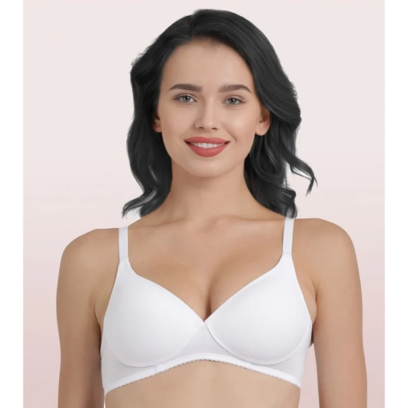 Enamor A039 Women's Cotton Non-Wired & Medium Coverage T-Shirt Bra (White)