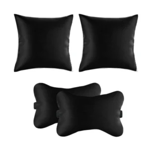 Pack Of_6 Polyester Solid Car Pillow Sets (Black, Size:?12x12 In)