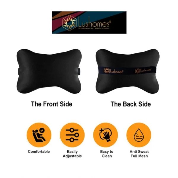 Pack Of_6 Polyester Solid Car Pillow Sets (Black, Size:?12x12 In) - Image 2