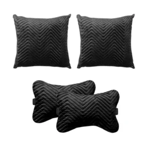 Pack Of_4 Polyester zig zag Car Pillow Sets (Black, Size:?12x12 In)