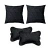 Pack Of_4 Polyester Printed Car Pillow Sets (Black, Size:?12x12 In)