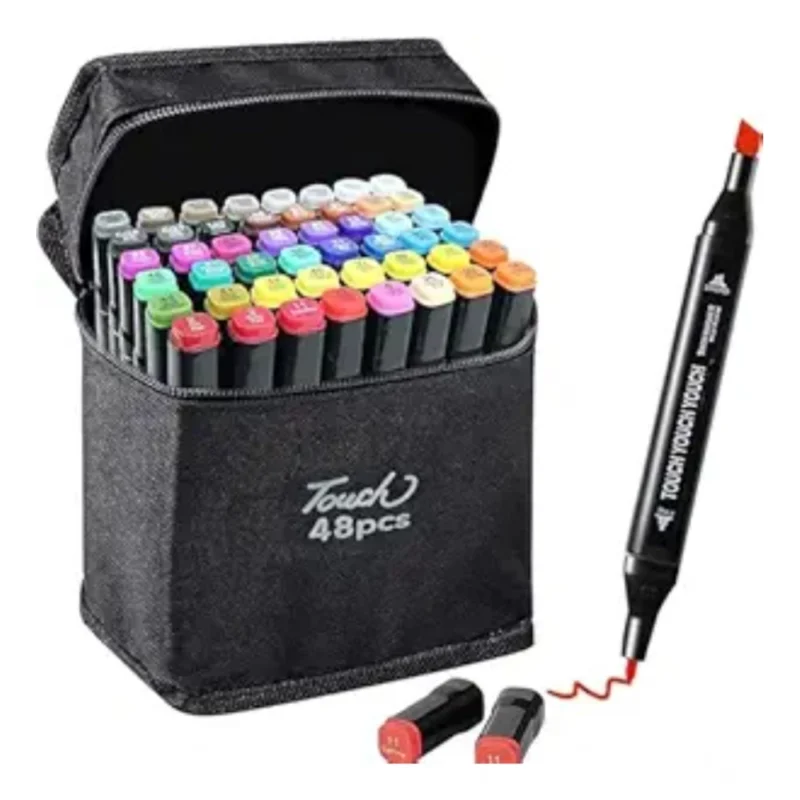 Plastic 48Pcs Colors Art Markers Sketch Pen Dual Tip Artist Art Marker (Multicolor )
