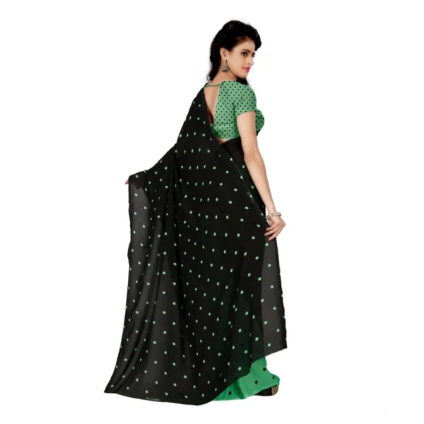 Women's Georgette Printed Saree With Unstitched Blouse 5.5Mtr (Green) - Image 2