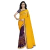 Women's Faux Georgette Printed Saree With Unstitched Blouse 5.5Mtr (Yellow)