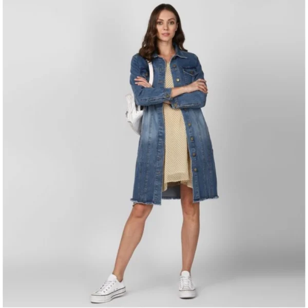 Generic Women's Denim Washed Long Sleeve Jacket (Blue) - Image 3