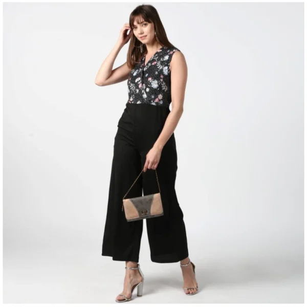 Generic Women's Polyester Embroidered Sleeveless Jumpsuit (Black) - Image 3