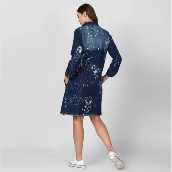 Generic Women's Denim Washed Long Sleeve Jacket (Blue) - Image 2
