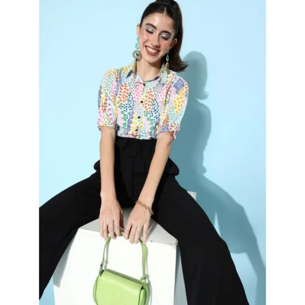Generic Women's Polyester Printed 3/4th Sleeve Jumpsuit (Multicolor) - Image 4