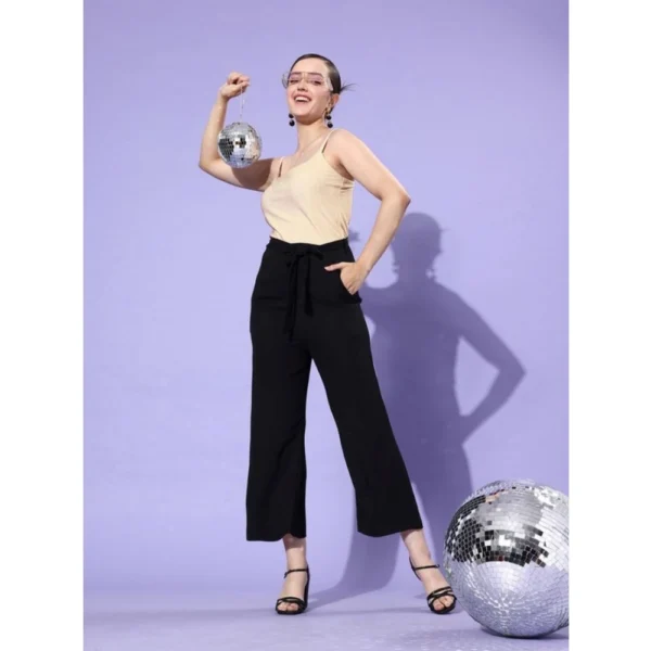 Generic Women's Polyester Embellished Sleeveless Jumpsuit (Gold - Black) - Image 3
