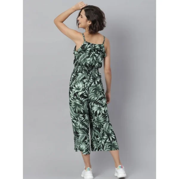 Generic Women's Polyester Printed Shoulder Straps Jumpsuit (Black - Green) - Image 4