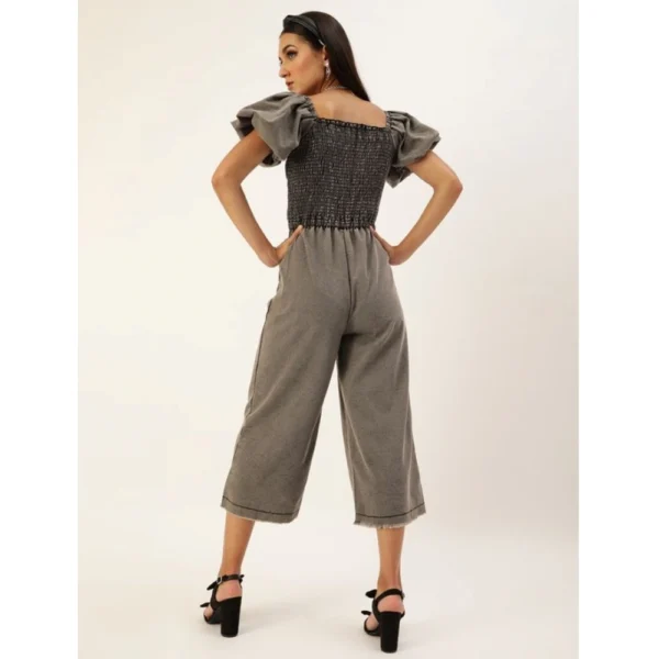 Generic Women's Denim Solid Balloon Sleeve Jumpsuit (Black) - Image 4