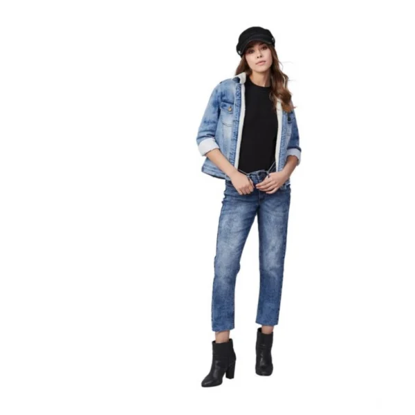 Generic Women's Denim Washed Long Sleeve Jacket (Blue) - Image 3