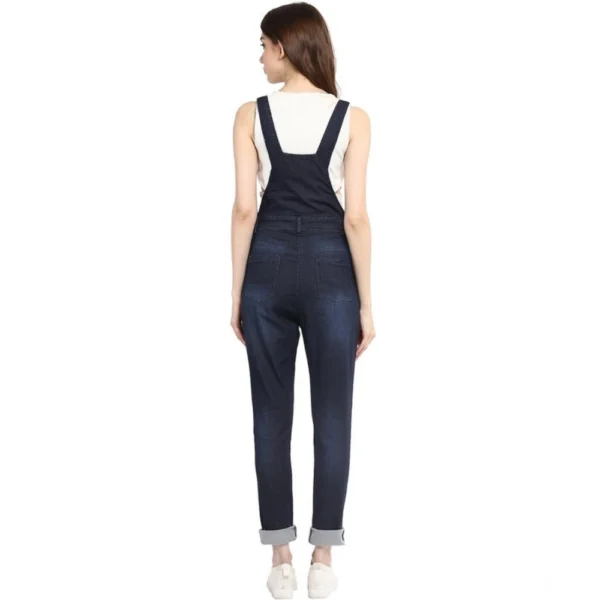 Generic Women's Denim Solid Dungaree Pant (Blue) - Image 4