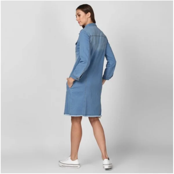 Generic Women's Denim Washed Long Sleeve Jacket (Blue) - Image 2