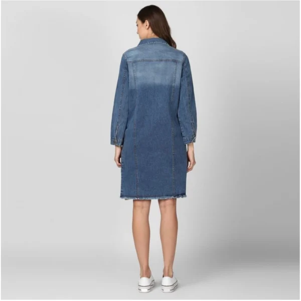 Generic Women's Denim Washed Long Sleeve Jacket (Blue) - Image 2
