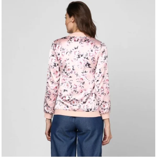 Generic Women's Satin Floral 3/4th Sleeve Jacket (Light Pink) - Image 2
