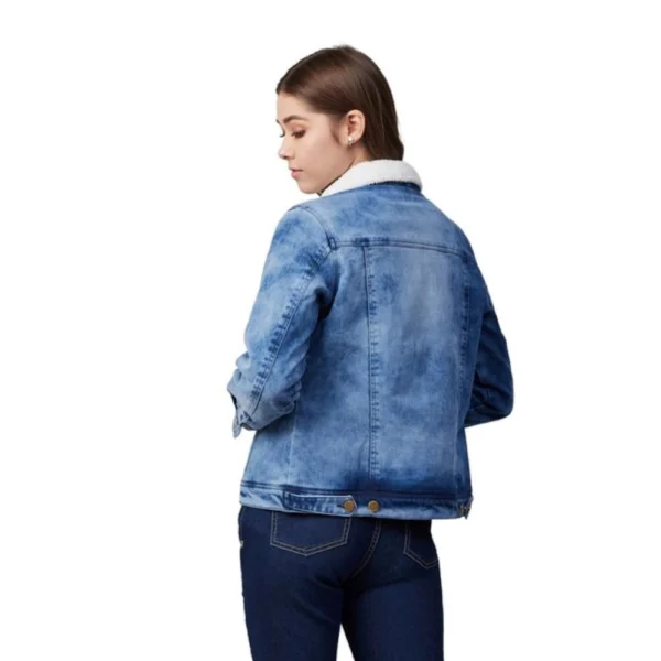 Generic Women's Denim Washed Long Sleeve Jacket (Blue) - Image 2