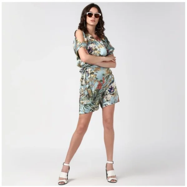 Generic Women's Polyester Floral Dungaree Pant (Multicolor) - Image 3
