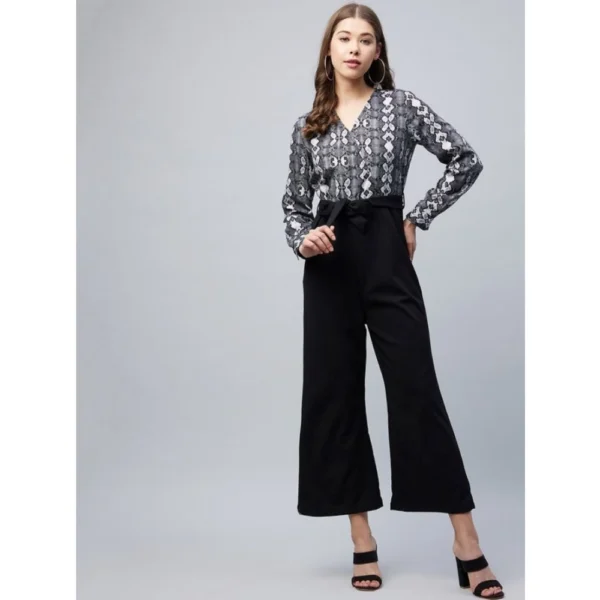 Generic Women's Rayon Animal Print Short Sleeve Jumpsuit (Black) - Image 4