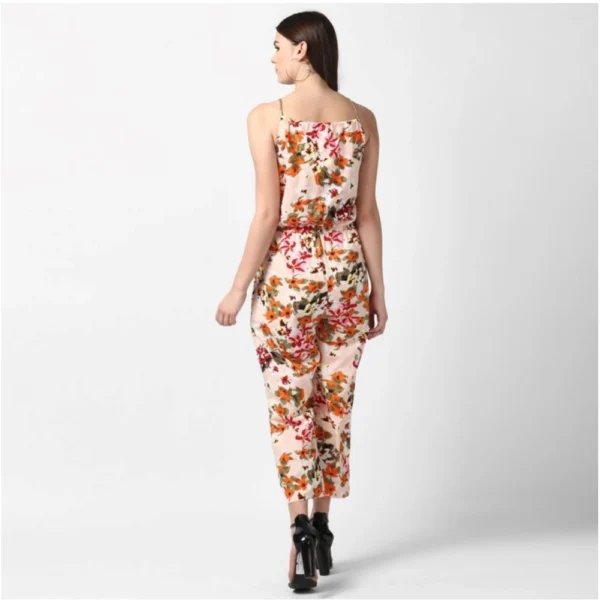 Generic Women's Polyester Floral Halter Jumpsuit (Peach) - Image 4