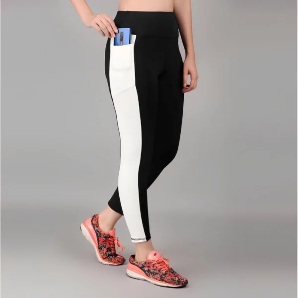 Women's Polyester Solid Ankle length High Waisted Tights (Black) - Image 4