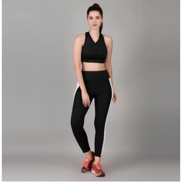 Women's Polyester Solid Ankle length High Waisted Tights (Black) - Image 3