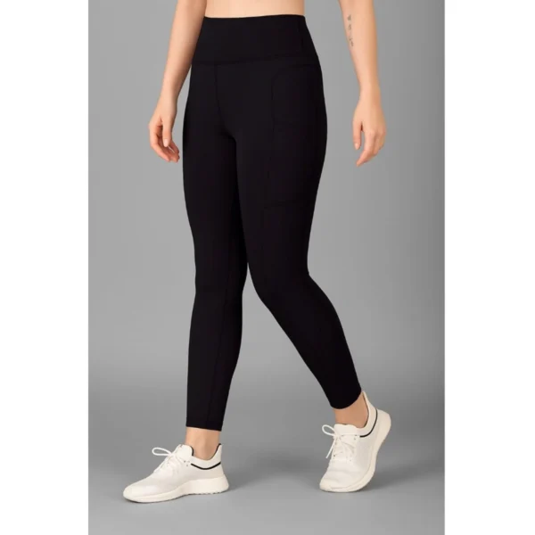 Women's Polyester Solid Ankle length High Waisted Tights (Black) - Image 3