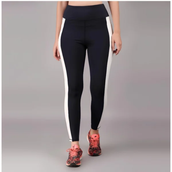 Women's Polyester Solid Ankle length High Waisted Tights (Navy Blue) - Image 4