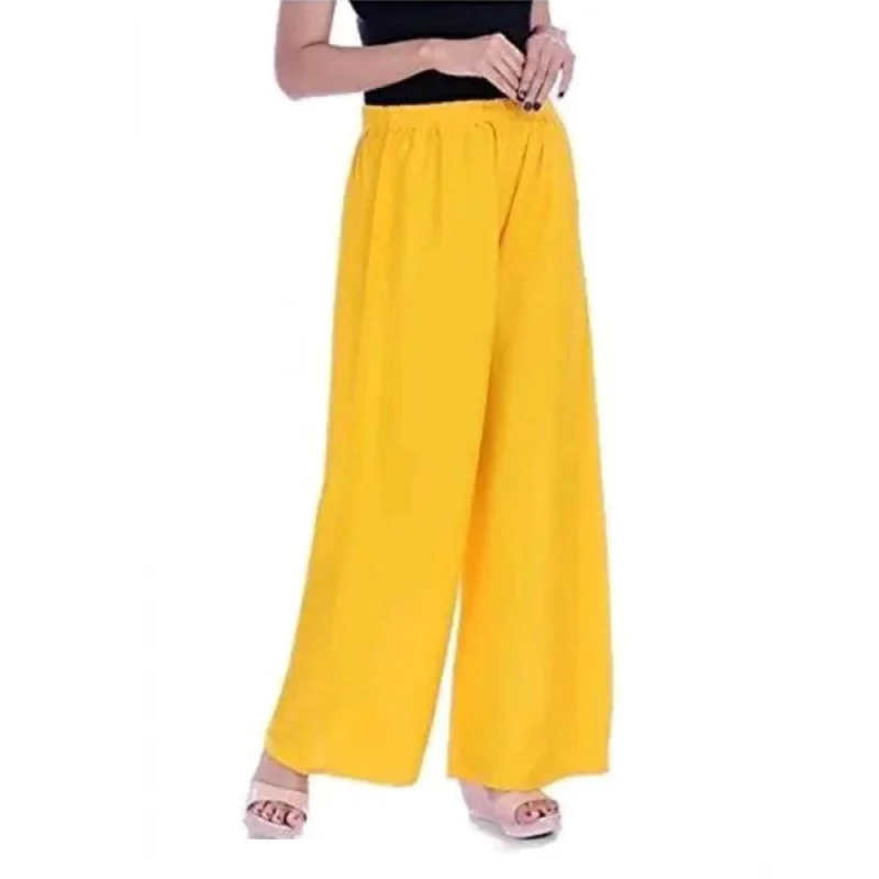Alternative view of Women's Casual Rayon Solid Ankle Length Palazzo (Yellow , Free Size)
