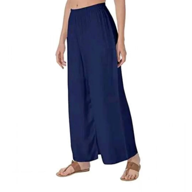 Women's Casual Rayon Solid Ankle Length Palazzo (Navy Blue , Free Size)