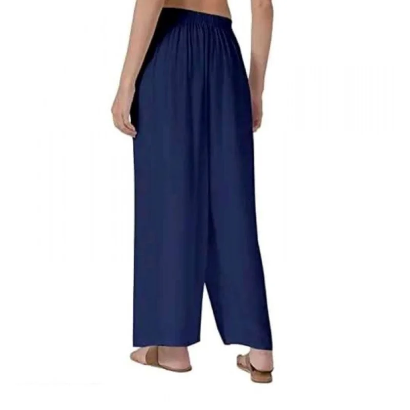 Alternative view of Women's Casual Rayon Solid Ankle Length Palazzo (Navy Blue , Free Size)