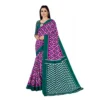 Women's Soft Pure Cotton Printed Saree With Unstitched Blouse 5.5Mtr (Purple)