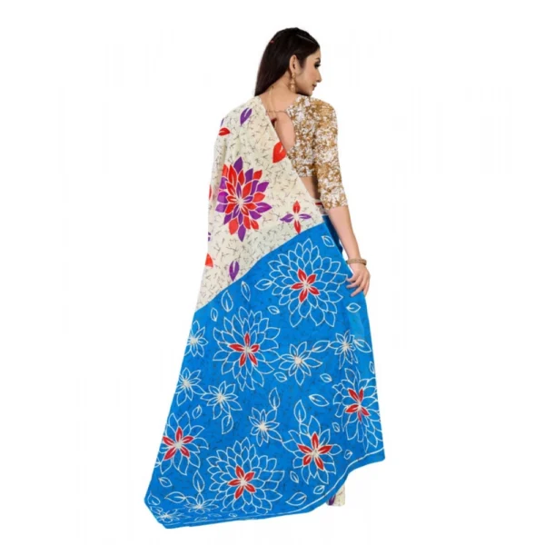 Women's Soft Pure Cotton Printed Saree With Unstitched Blouse 5.5Mtr (Multicolor) - Image 3