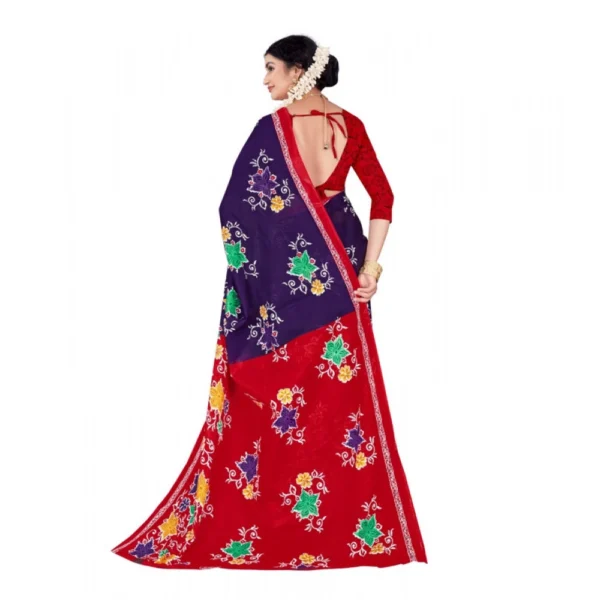Women's Soft Pure Cotton Printed Saree With Unstitched Blouse 5.5Mtr (Multicolor) - Image 3
