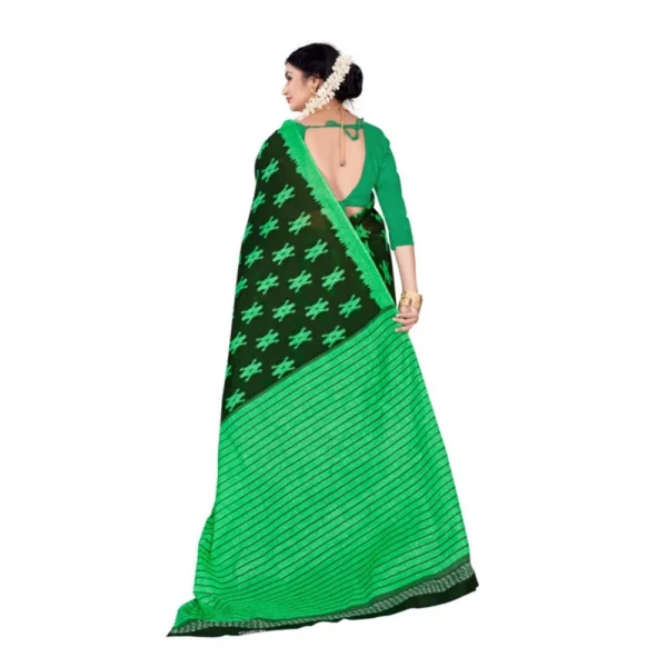 Women's Soft Pure Cotton Printed Saree With Unstitched Blouse 5.5Mtr (Green) - Image 2