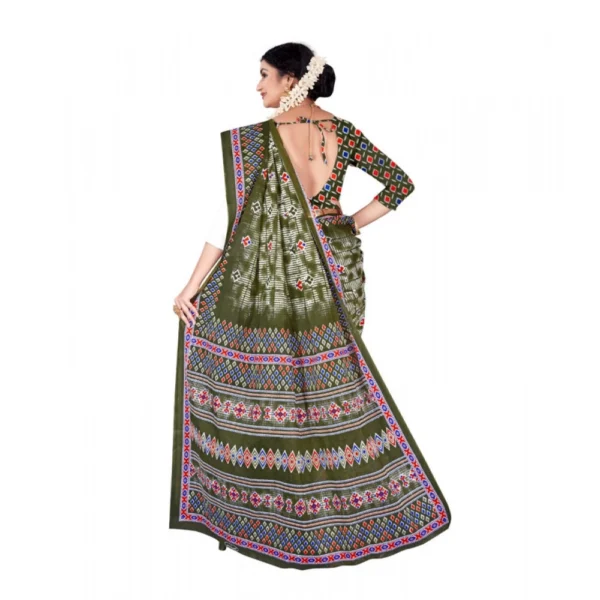 Women's Soft Pure Cotton Printed Saree With Unstitched Blouse 5.5Mtr (Multicolor) - Image 2