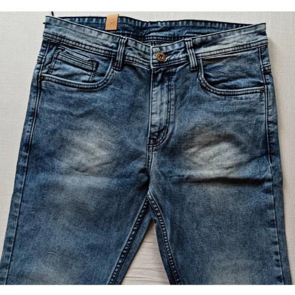 Men's Cotton Blended Solid Tapered Jeans (Blue) - Image 3
