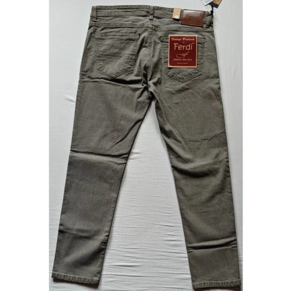 Men's Cotton Blended Solid Tapered Jeans (Khaki) - Image 4