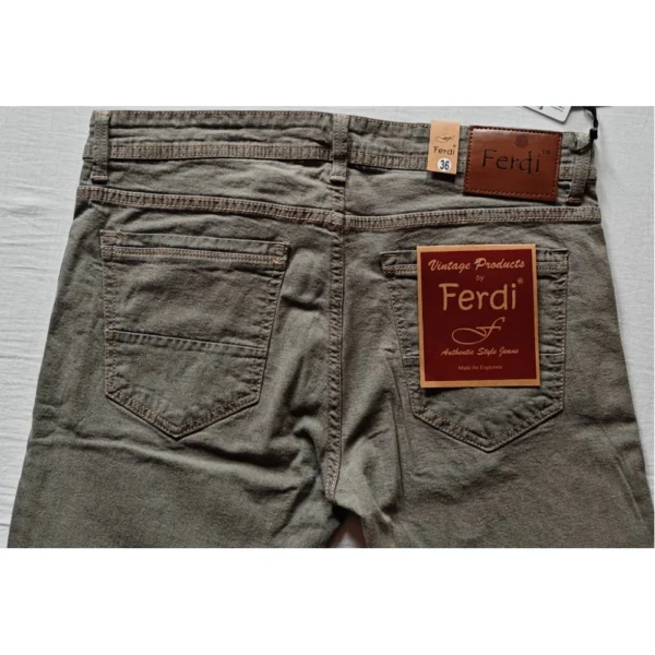 Men's Cotton Blended Solid Tapered Jeans (Khaki) - Image 3