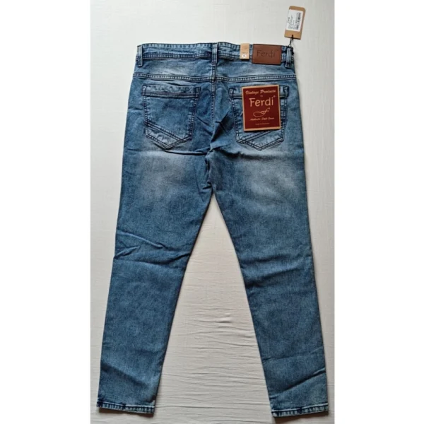 Men's Cotton Blended Solid Tapered Jeans (Blue) - Image 4