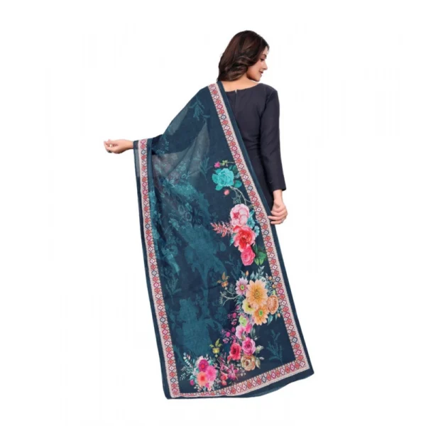Women's chanderi silk  Printed Dupatta (Navy Blue, Length:?2 Mtr) - Image 5