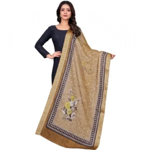 Women's chanderi silk  Printed Dupatta (Beige, Length:?2 Mtr)