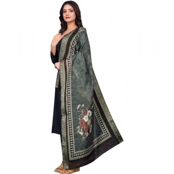 Women's chanderi silk  Printed Dupatta (Black, Length:?2 Mtr) - Image 4