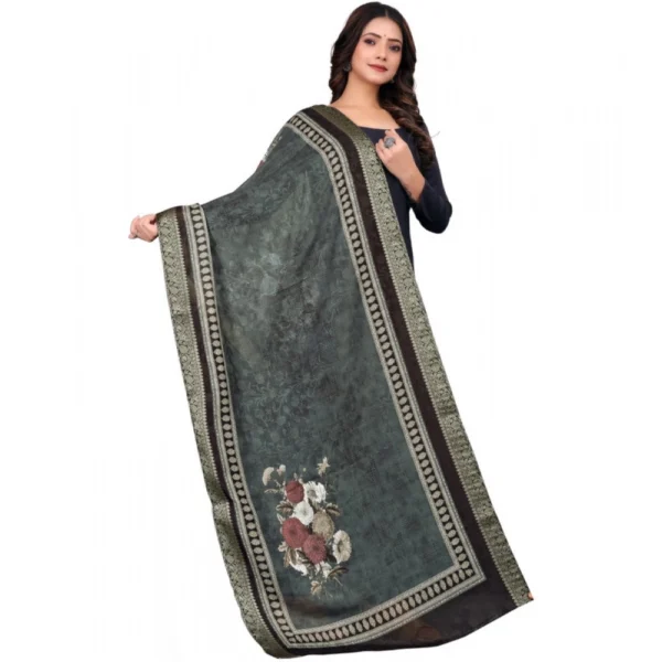 Women's chanderi silk  Printed Dupatta (Black, Length:?2 Mtr) - Image 3