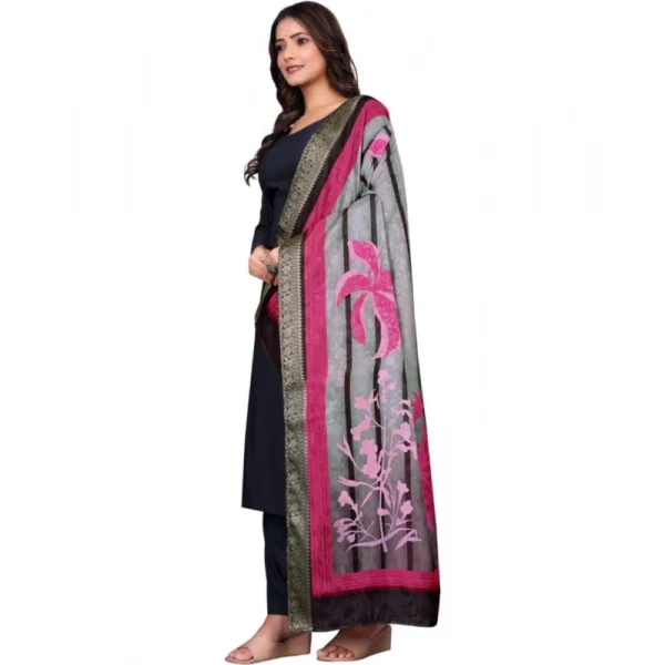 Women's chanderi silk  Printed Dupatta (Black, Length:?2 Mtr) - Image 4