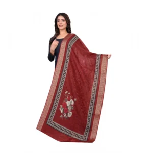 Women's chanderi silk  Printed Dupatta (Maroon, Length:?2 Mtr)